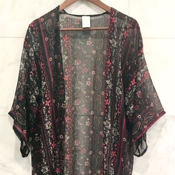 Tops - Free Press long sheer paisley kimono boho duster